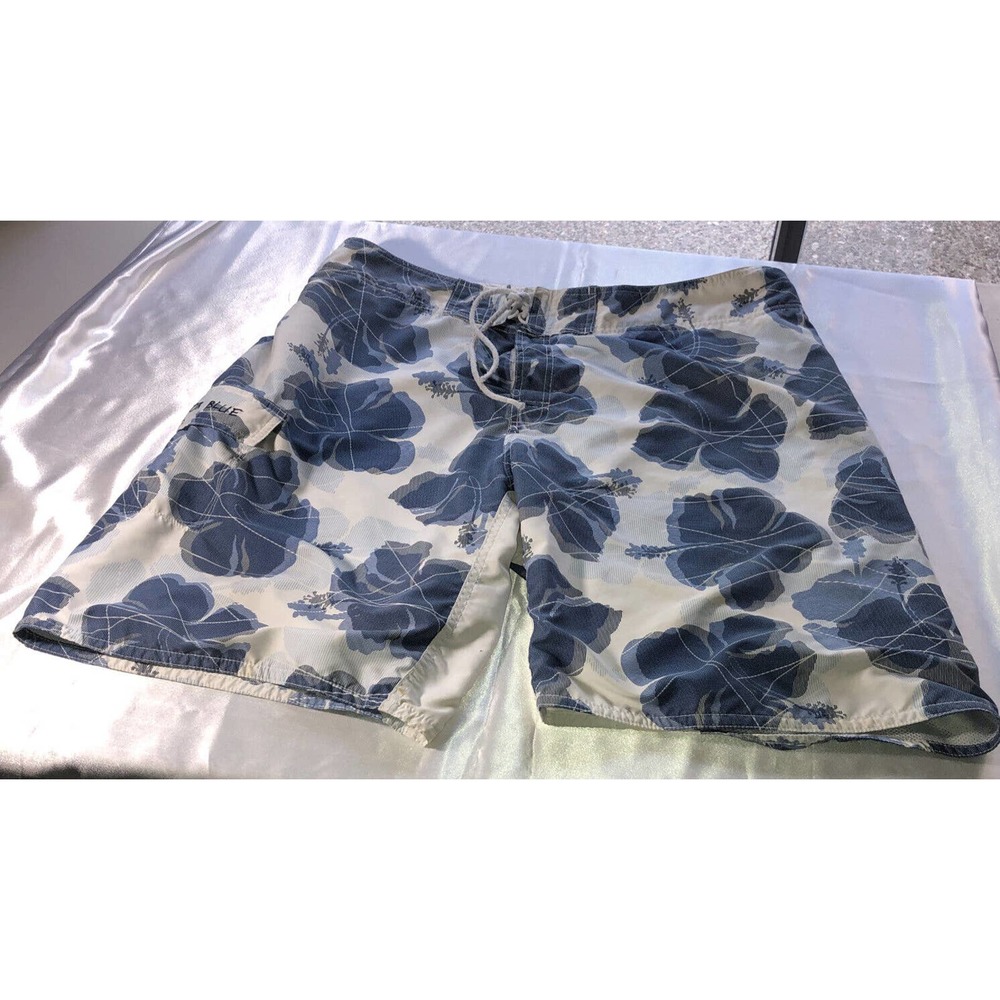 Anchor Blue Floral Mesh lined Swim Board Shorts Blue & White Size 40